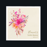 Elegant Hot Pink Floral Bridal Shower Custom Napkins<br><div class="desc">Elegant Hot Pink Floral Bridal Shower Custom Napkins</div>