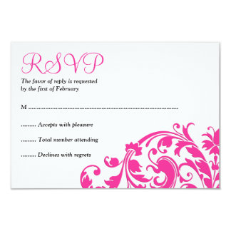 Elegant Hot Pink Flourish Bat Mitzvah RSVP Card