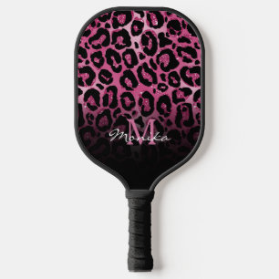 Elegant Hot Pink Glam Leopard Personized Pickleball Paddle