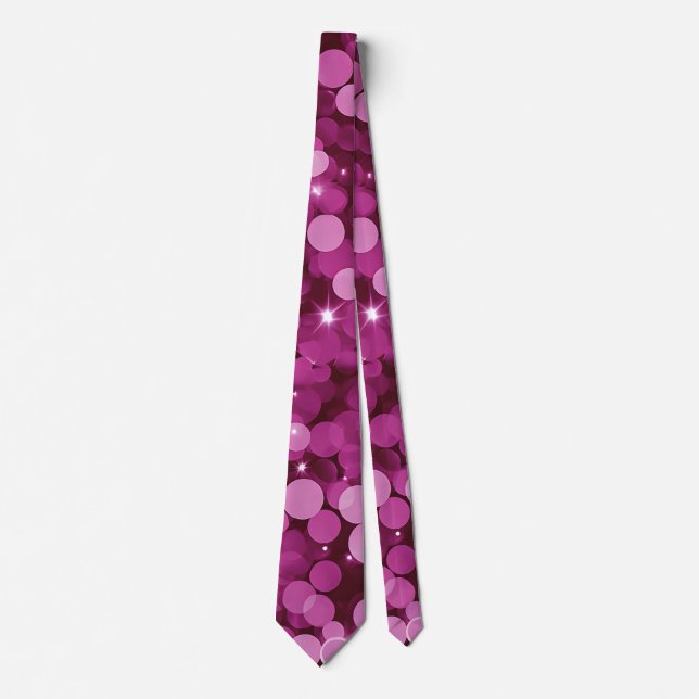 Elegant Hot Pink Glamorous Sequin Neck Tie (Front)
