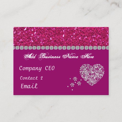 Customizable ELEGANT HOT PINK GLITTER Business Card