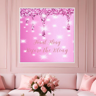 Elegant Hot Pink Glitter Drip Bachelorette  Canvas Print