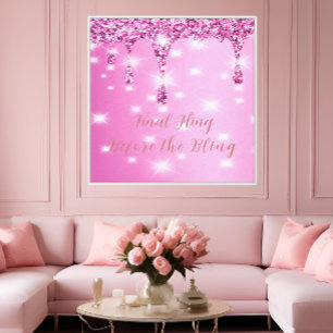 Elegant Hot Pink Glitter Drip Bachelorette  Canvas Print