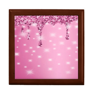 Elegant Hot Pink Glitter Drip Gift Box