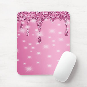 Elegant Hot Pink Glitter Drip Mouse Pad