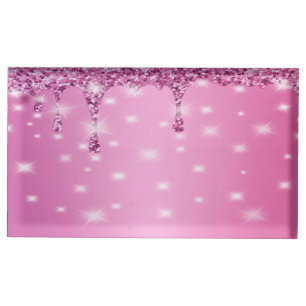 Elegant Hot Pink Glitter Drip Place Card Holder
