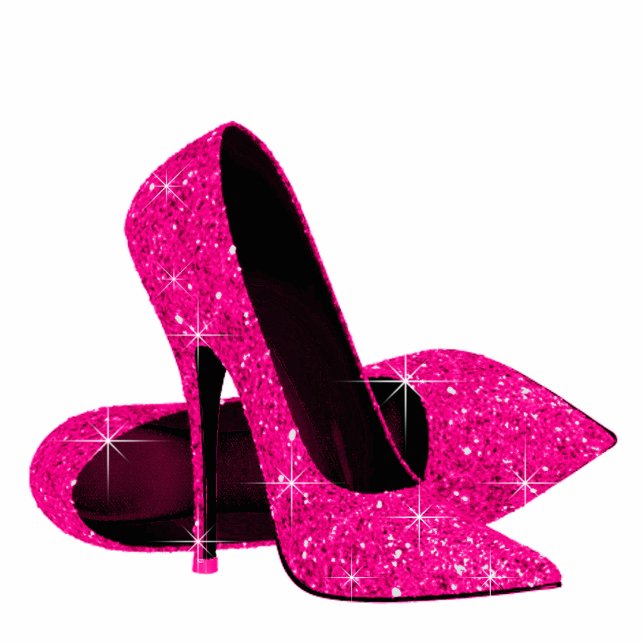 Elegant Hot Pink Glitter High Heel Shoes Cutout (Front)