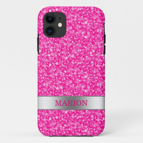 Elegant Hot Pink Glitter Pattern iPhone 11 Case