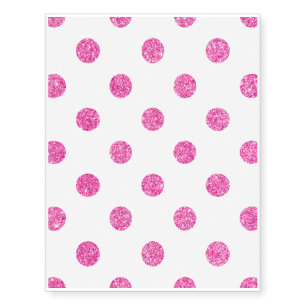 Elegant Hot Pink Glitter Polka Dots Pattern Temporary Tattoos
