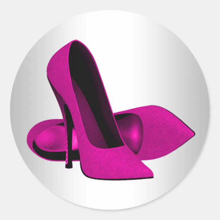 Elegant Hot Pink High Heel Shoe Stickers | Zazzle