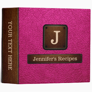 Elegant Hot Pink Leather Look 3 Ring Binder