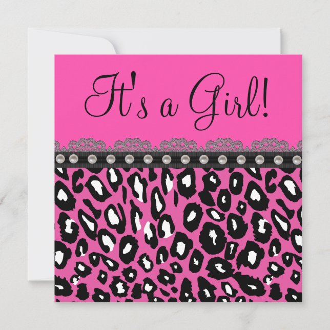 Elegant Hot Pink Leopard Baby Shower Invitation (Front)