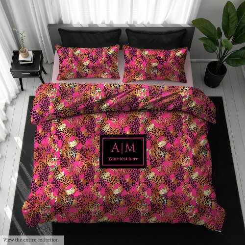 Elegant hot pink leopard skin watercolor duvet