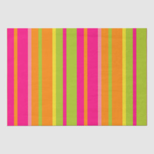 Elegant Hot Pink, Lime Green, and Orange Stripes Tissue Paper