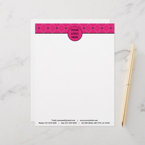 Elegant Hot Pink Magenta Black Business Company Letterhead
