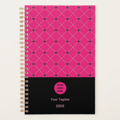 Elegant Hot Pink Magenta Black Business Company Planner