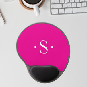 Elegant Hot pink Monogram Gel Mouse Pad