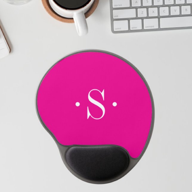 Elegant Hot pink Monogram Gel Mouse Pad (Creator Uploaded)