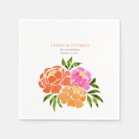 Elegant Hot Pink Orange Floral colorful