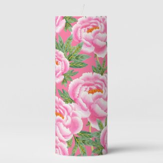 Elegant Hot Pink Peonies Pattern Candle