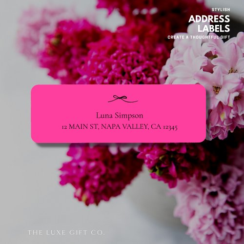 Elegant Hot Pink Return Address Labels with Bow