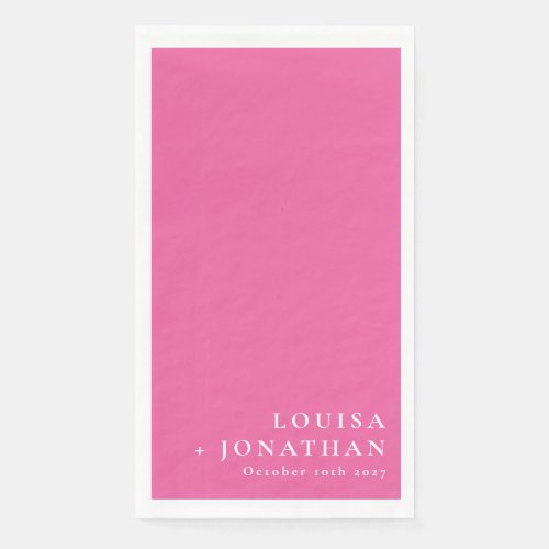 Elegant Hot Pink Trendy Minimal Custom Paper Guest Towels