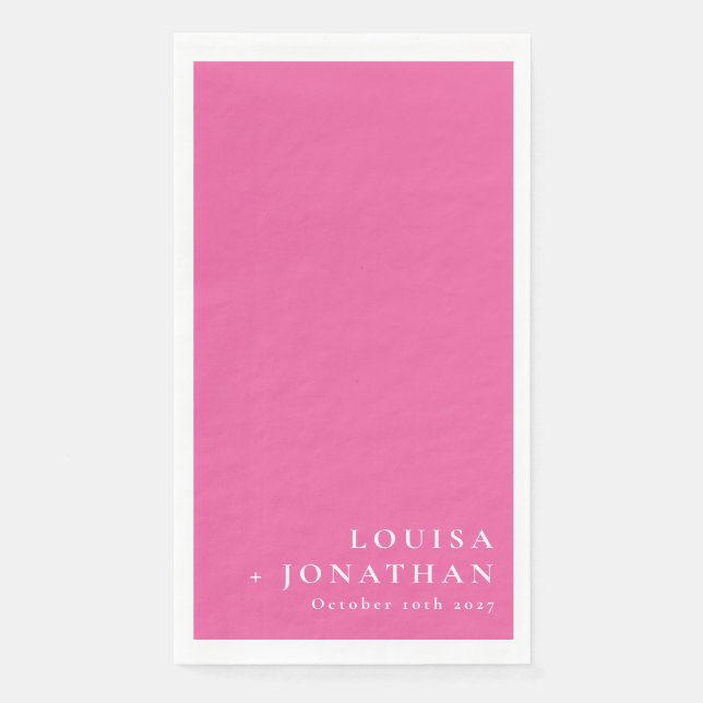 Elegant Hot Pink Trendy Minimal Custom Paper Guest Towels (Front)