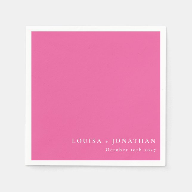 Elegant Hot Pink Trendy Minimalist Custom Napkins (Front)