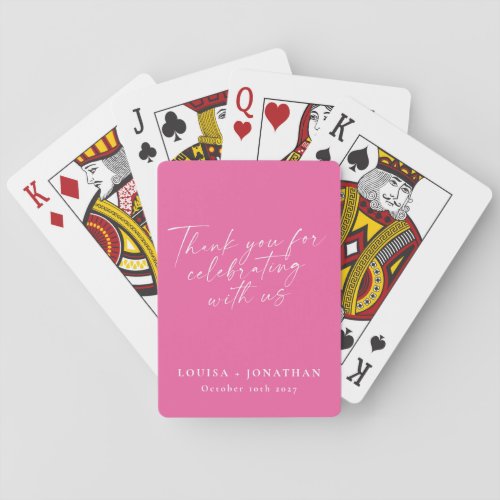 Elegant Hot Pink Trendy Script Custom Thank You Playing Cards