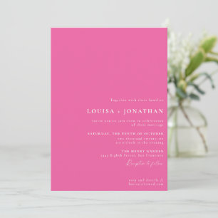 Elegant Hot Pink Trendy Script Minimal Wedding Invitation