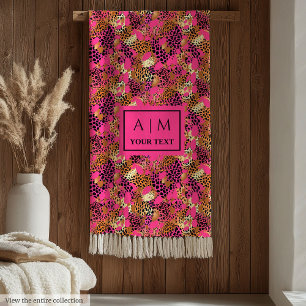 Elegant hot pink watercolor leopard skin blanket