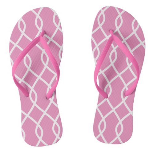 Elegant Hot Pink wave Pattern Flip Flops