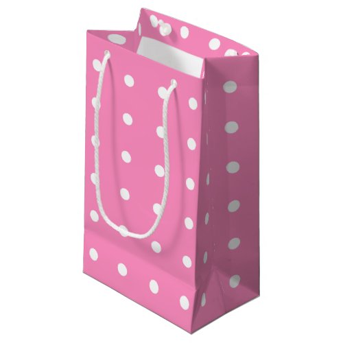 Elegant Hot Pink White Polka Dots Pattern For Her Small Gift Bag