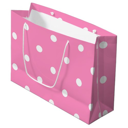 Elegant Hot Pink White Polka Dots Template For Her Large Gift Bag