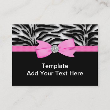 Elegant Hot Pink Zebra Business Cards by CorporateCentral at Zazzle