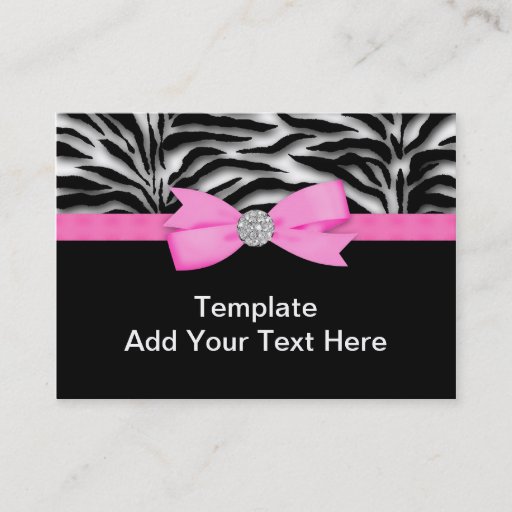 Customizable Elegant Hot Pink Zebra Business Cards