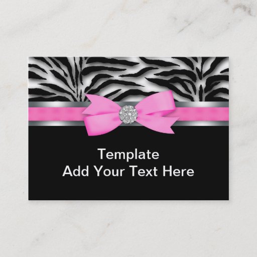 Customizable Elegant Hot Pink Zebra Business Cards