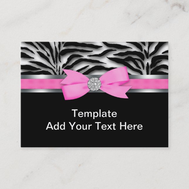 Elegant Hot Pink Zebra Business Cards (Front)