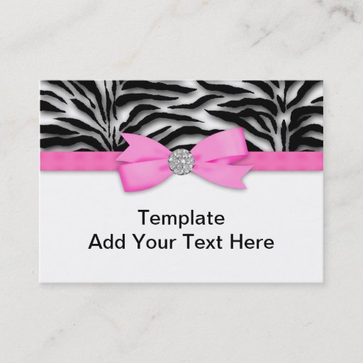 Customizable Elegant Hot Pink Zebra Business Cards