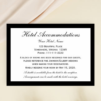 Elegant Hotel Accommodations Wedding Enclosure Card