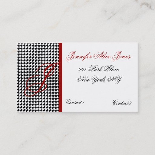 Customizable Elegant Hounds Tooth Pattern Business Card