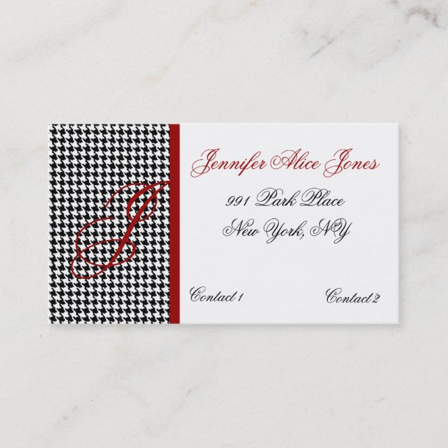 Elegant Hounds Tooth Pattern Business Card (Front)
