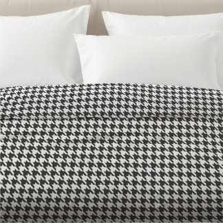 Elegant Houndstooth Black & White Duvet Cover