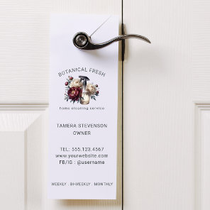 Elegant House Cleaning Service Floral Business Door Hanger