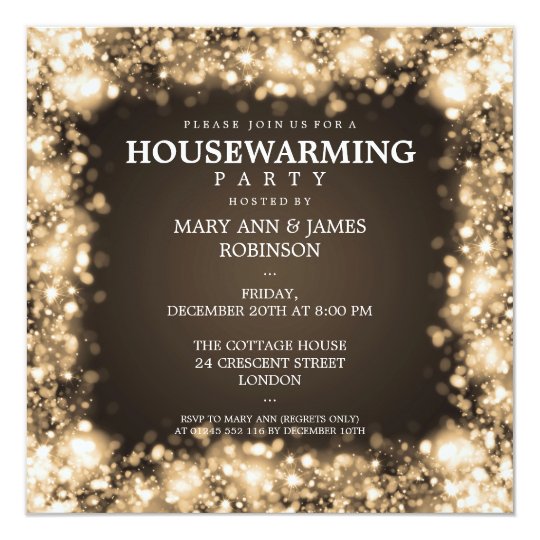 elegant housewarming party gold sparkling lights invitation zazzle com