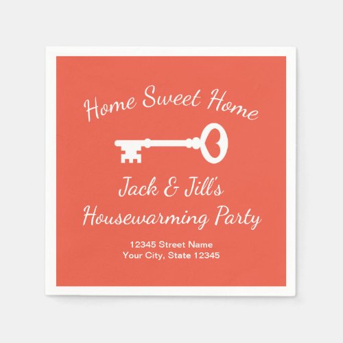 Elegant housewarming party napkins for new home