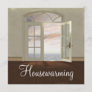 Elegant Housewarming Party Neutral Ocean View Invitation