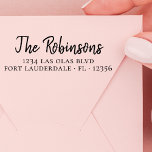Elegant Housewarming Script Return Address Self-inking Stamp<br><div class="desc">Elegant Modern Hand Lettered Calligraphy Script Wedding Invitation Return Address Self Inking Stamp. These family name address stamps featuring your surname in a pretty handwritten style font typography and return address info, easy to personalize them. Save time and add style to your wedding Save the dates, RSVP, House Warming, Bridal...</div>