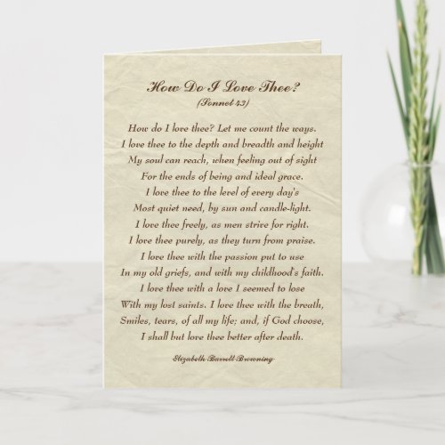 Elegant How Do I Love Thee Romantic Poem Card