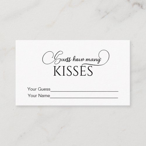 Elegant How Many Kisses Bridal Shower Game Enclosure Card